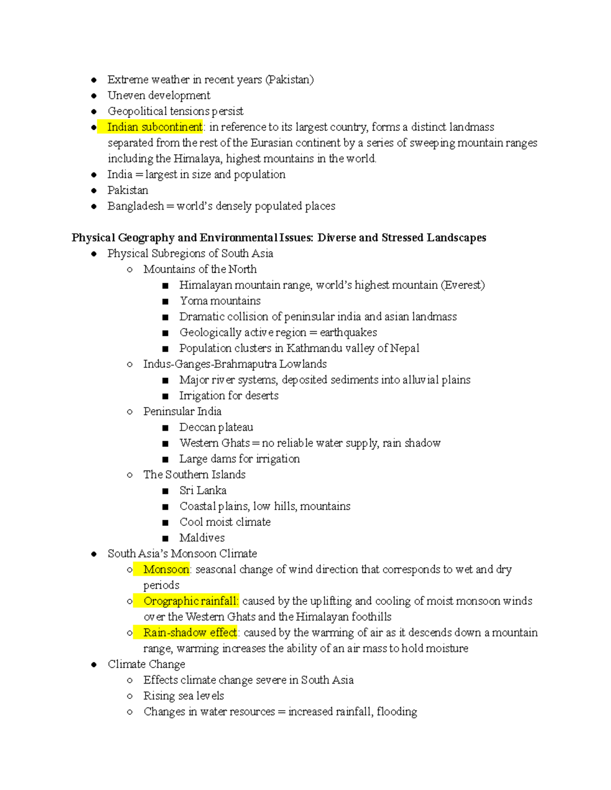 CH 12 South Asia - Chapter 12 Notes For Online Textbook For GRY 100 ...