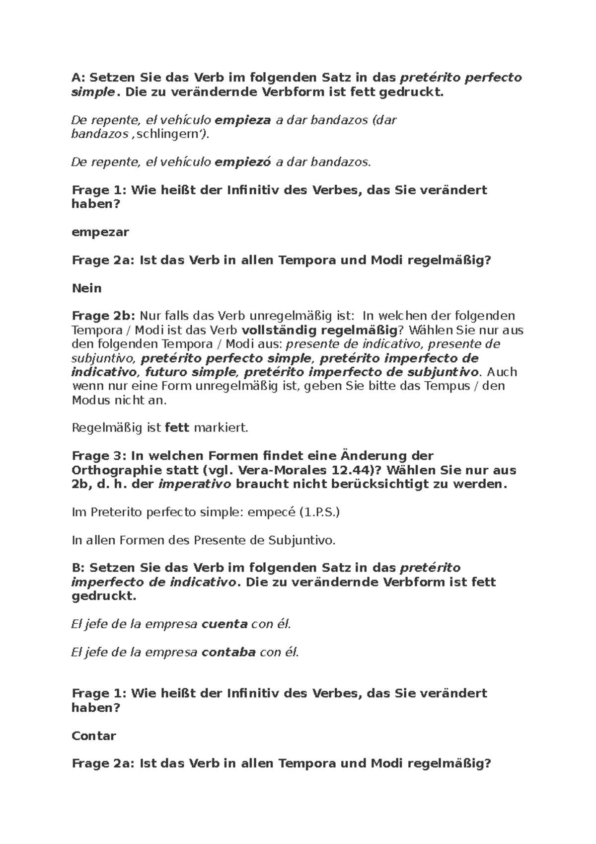 Peer Review 1 Morpho 7766 A Setzen Sie Das Verb Im Folgenden Satz