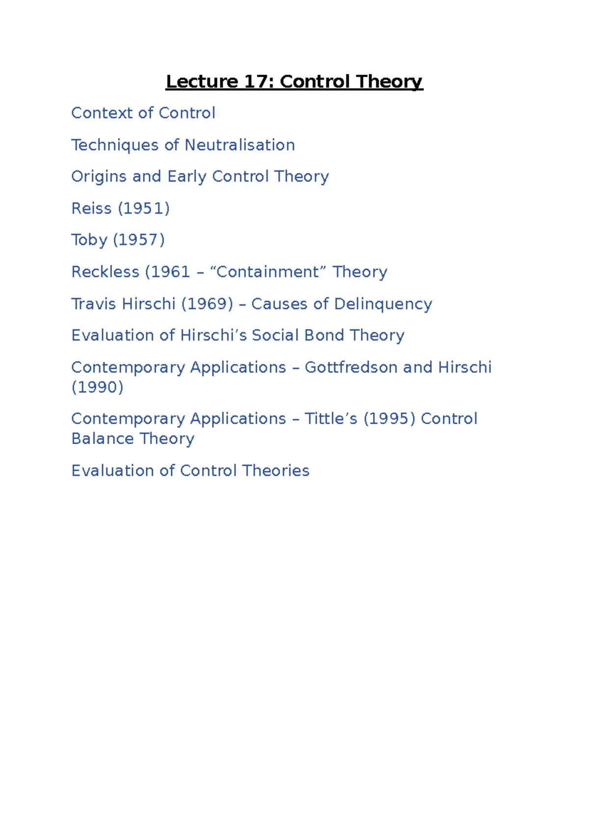 Lecture 17 Notes - SOCI1391 - Lecture 17: Control Theory Context of ...