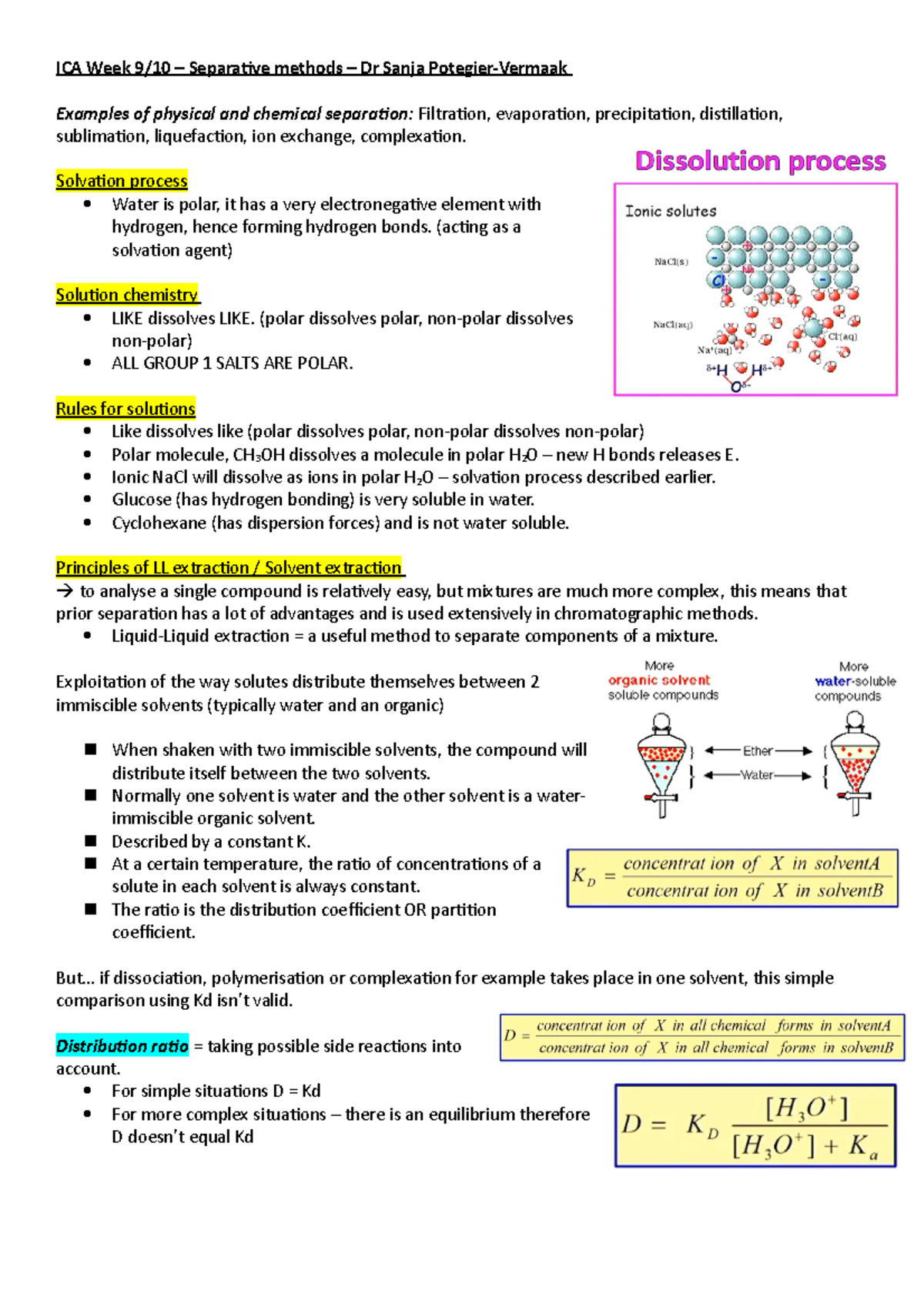 Separative Methods in Chemistry Filtration Distillation Chromatography