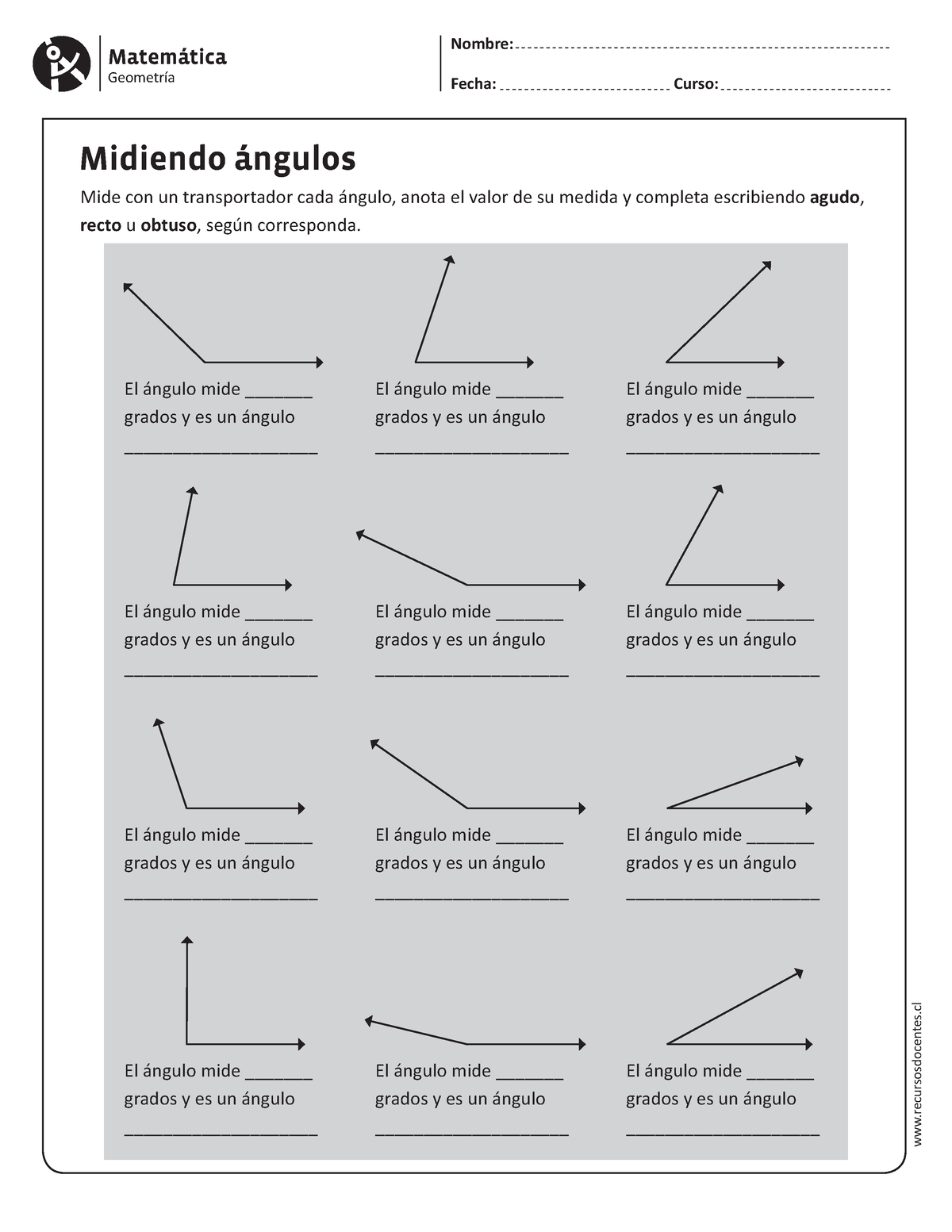 MATEMATICA GEOMETRIA PRACTICA PARA LOGRAR - Matemática Geometría Nombre:  Fecha: Curso: - Studocu