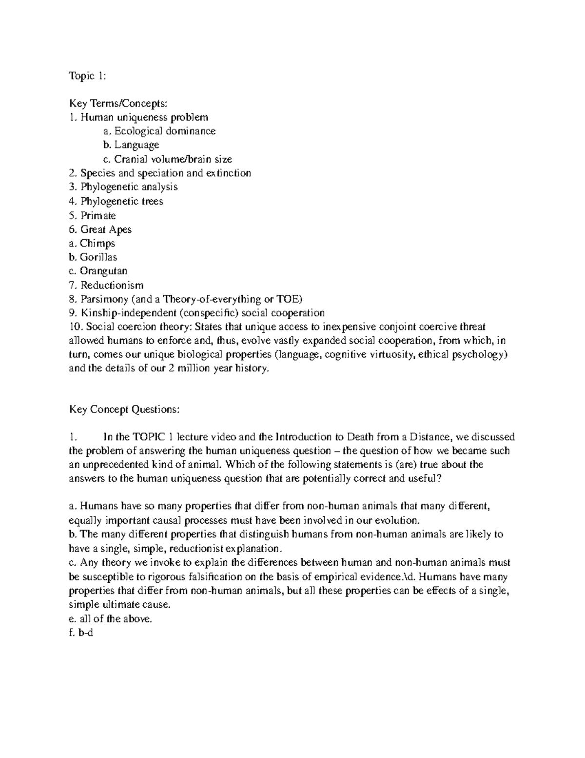 bio-358-key-topics-review-topic-1-key-terms-concepts-1-human