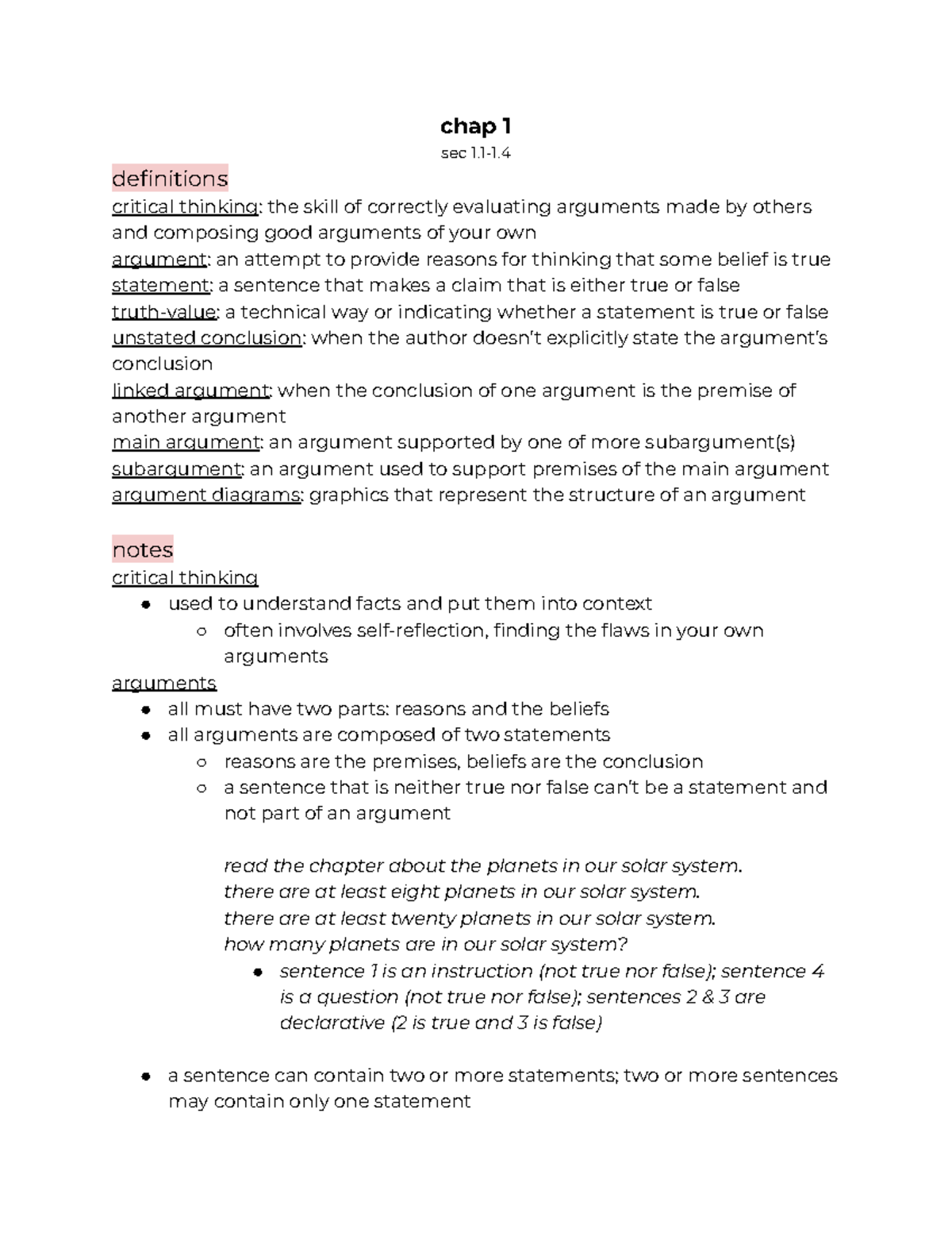 critical thinking chapter 1 - chap 1 sec 1-1. definitions critical ...