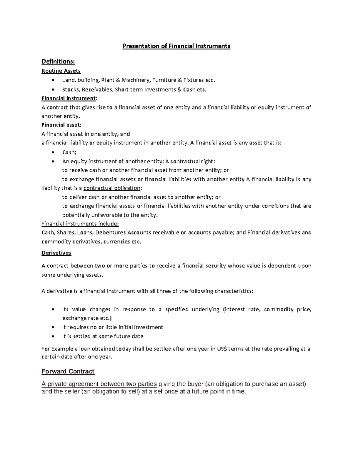 Financial Instruments - Presentation of Financial Instruments ...