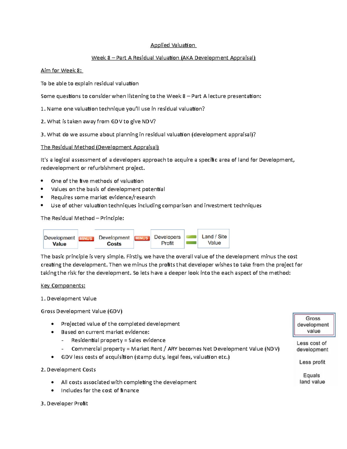 (Part A) - Residual Valuation (AKA Development Appraisal) - Applied ...