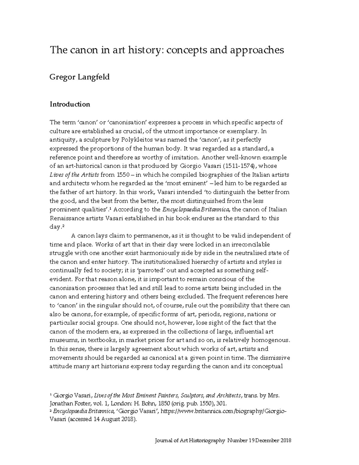 Art History Document Journal of Art Historiography Number 19 December