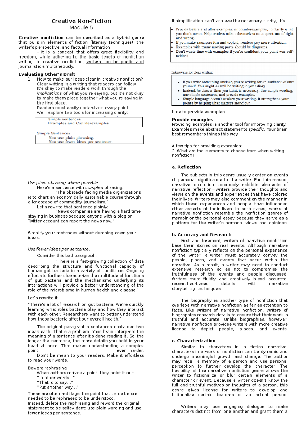 CNF Notes Q3 M5 - Creative Non-Fiction Module 5 Creative nonfiction can ...