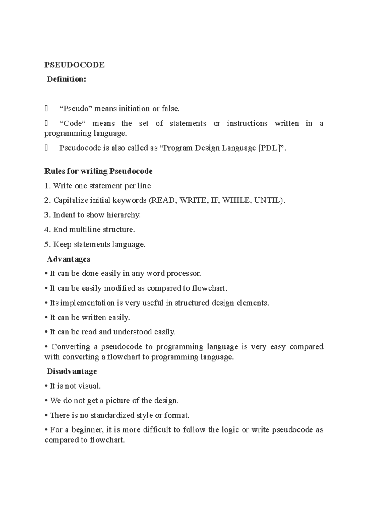 Python Notes - PSEUDOCODE Definition: “Pseudo” means initiation or ...