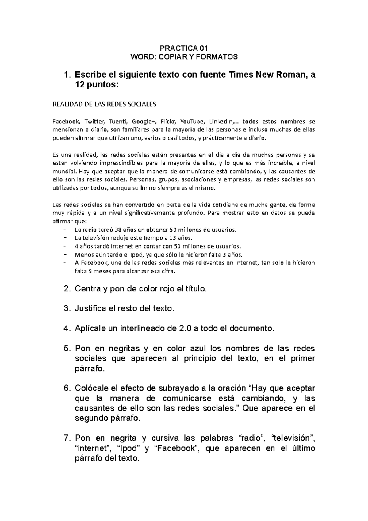 Actividad 1, Modulo 4 Copiar y Formato - PRACTICA 01 WORD: COPIAR Y ...