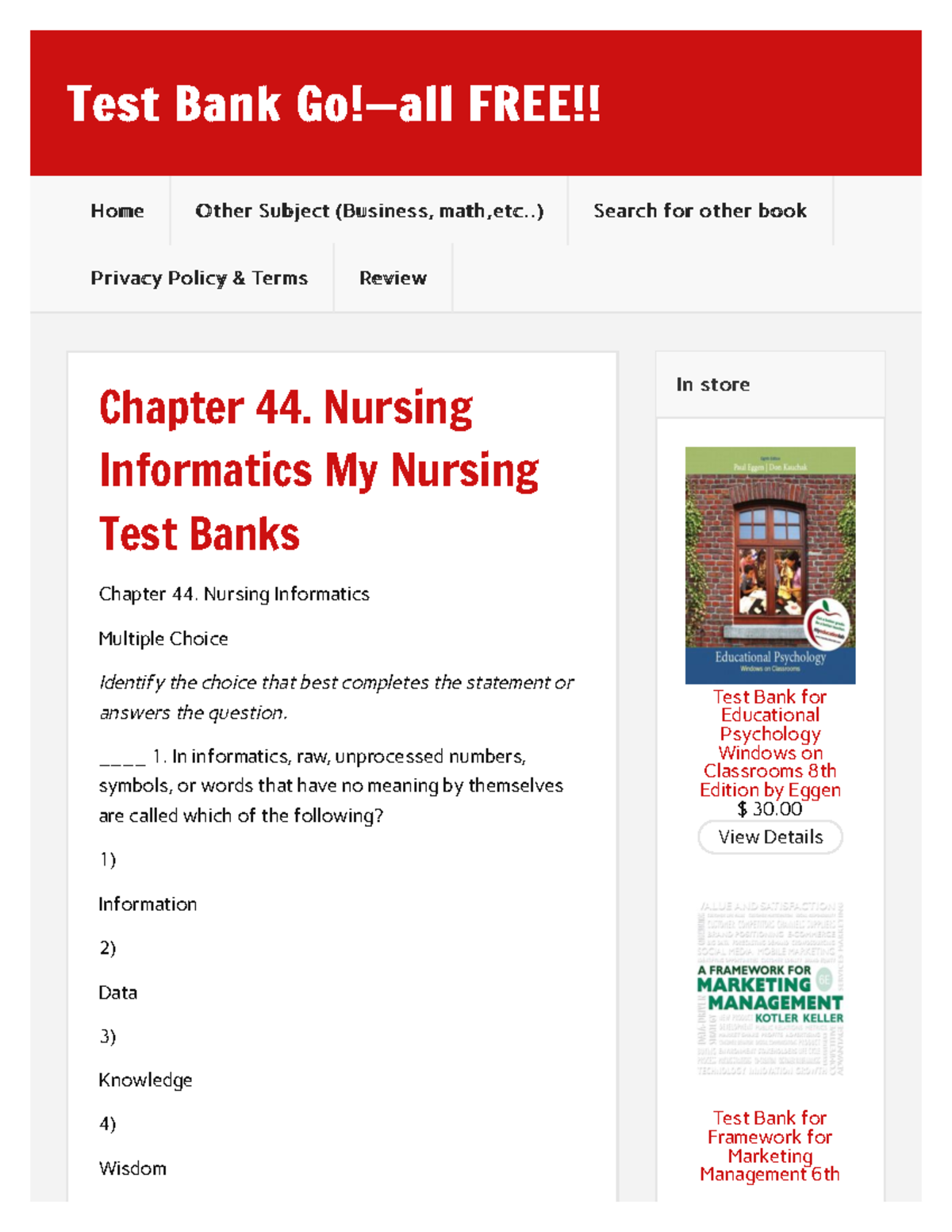 CH 44 practice Test Bank Go!—all FREE!!Test Bank Go!—all FREE