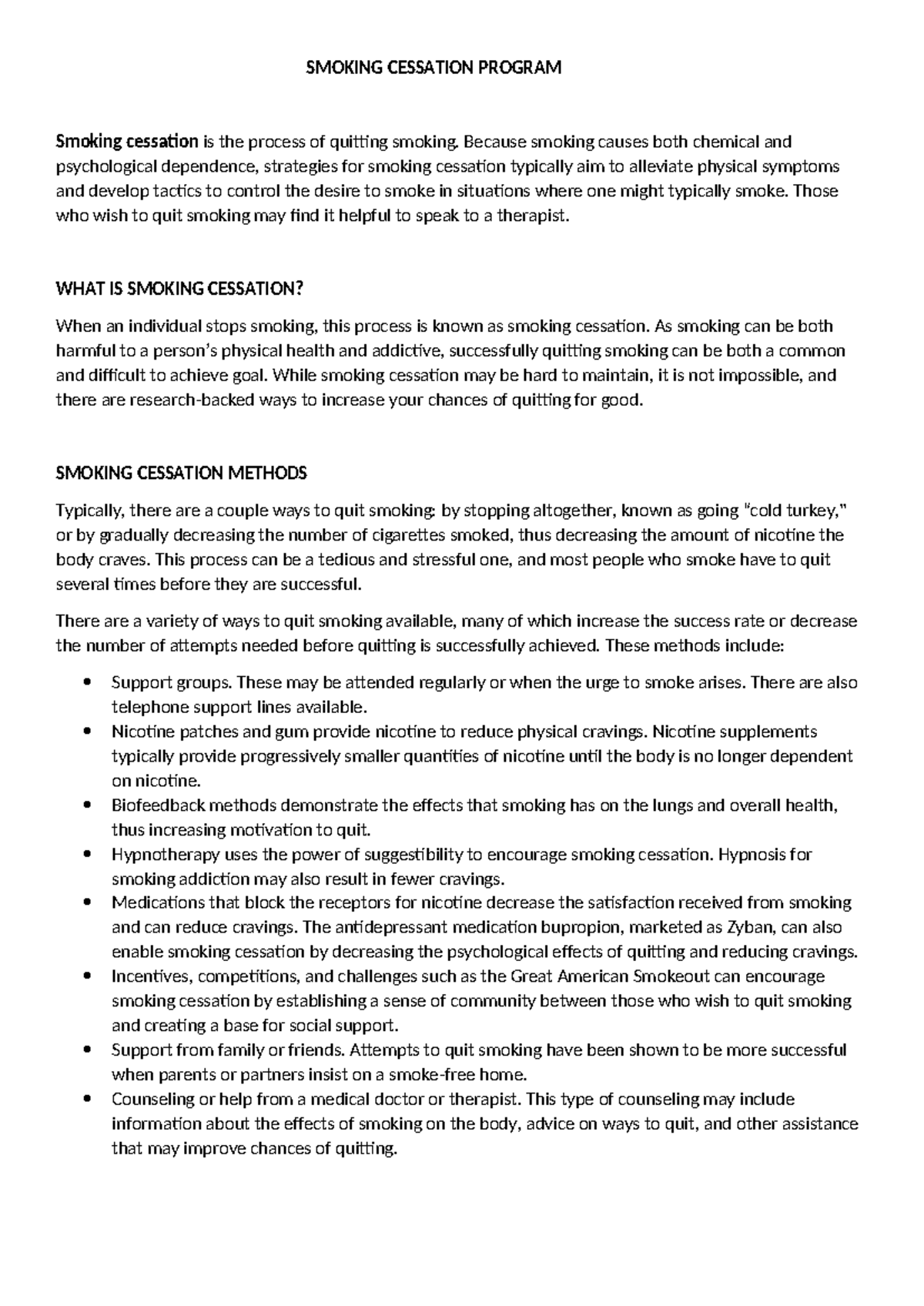 Smoking cessation and everythinggg!! - SMOKING CESSATION PROGRAM ...