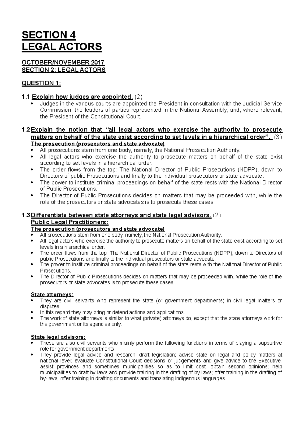 Scl 1501 Notes 4 Studie Notes To Help You Pass Section 4 Legal Actors