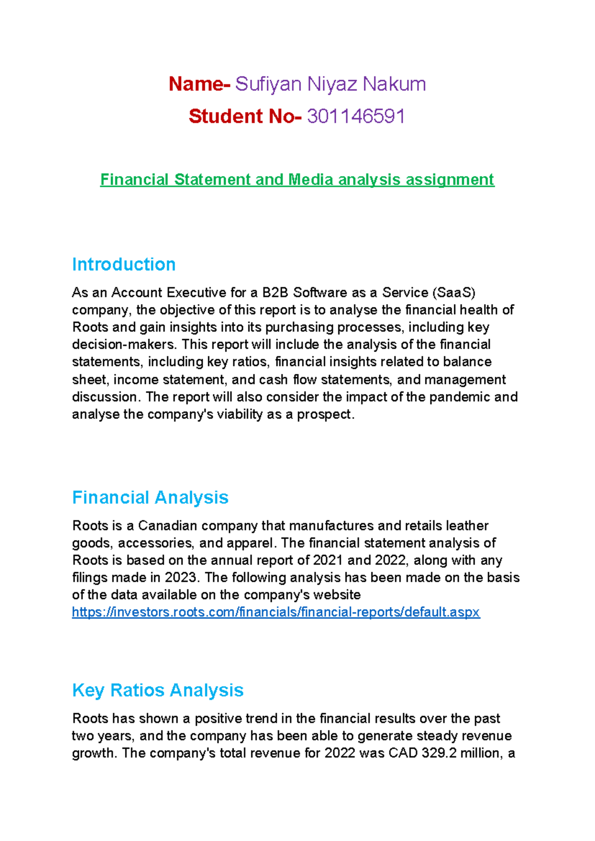 Financial Statement and and Media analysis assignment - Name- Sufiyan ...