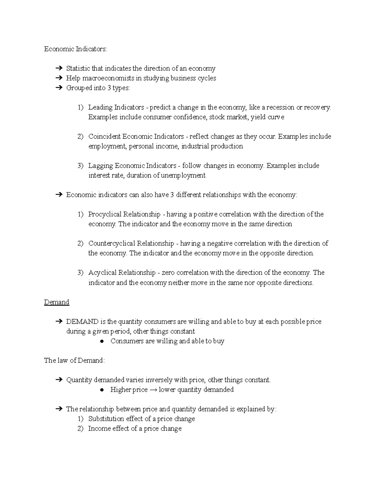 ECON 1103 CH2 - lecture notes for chapter 2 - Economic Indicators ...