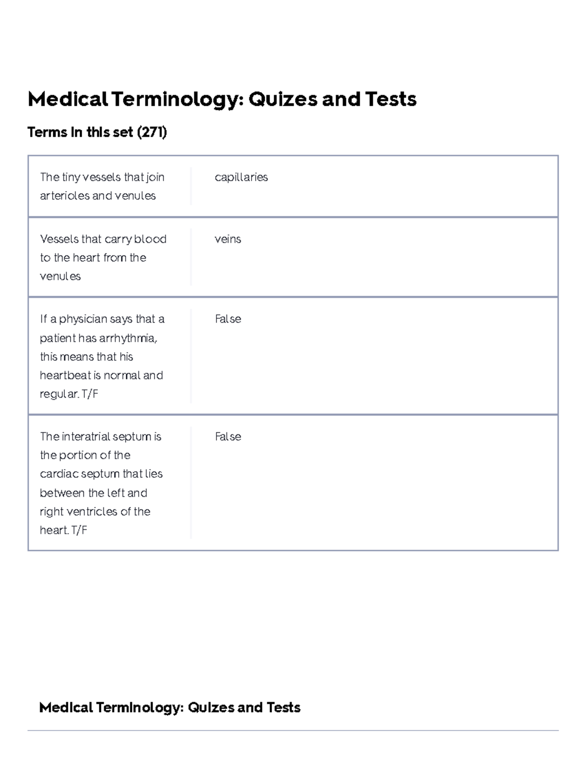 Medical Terminology Quizes And Tests Flashcards Quizlet - Medical ...