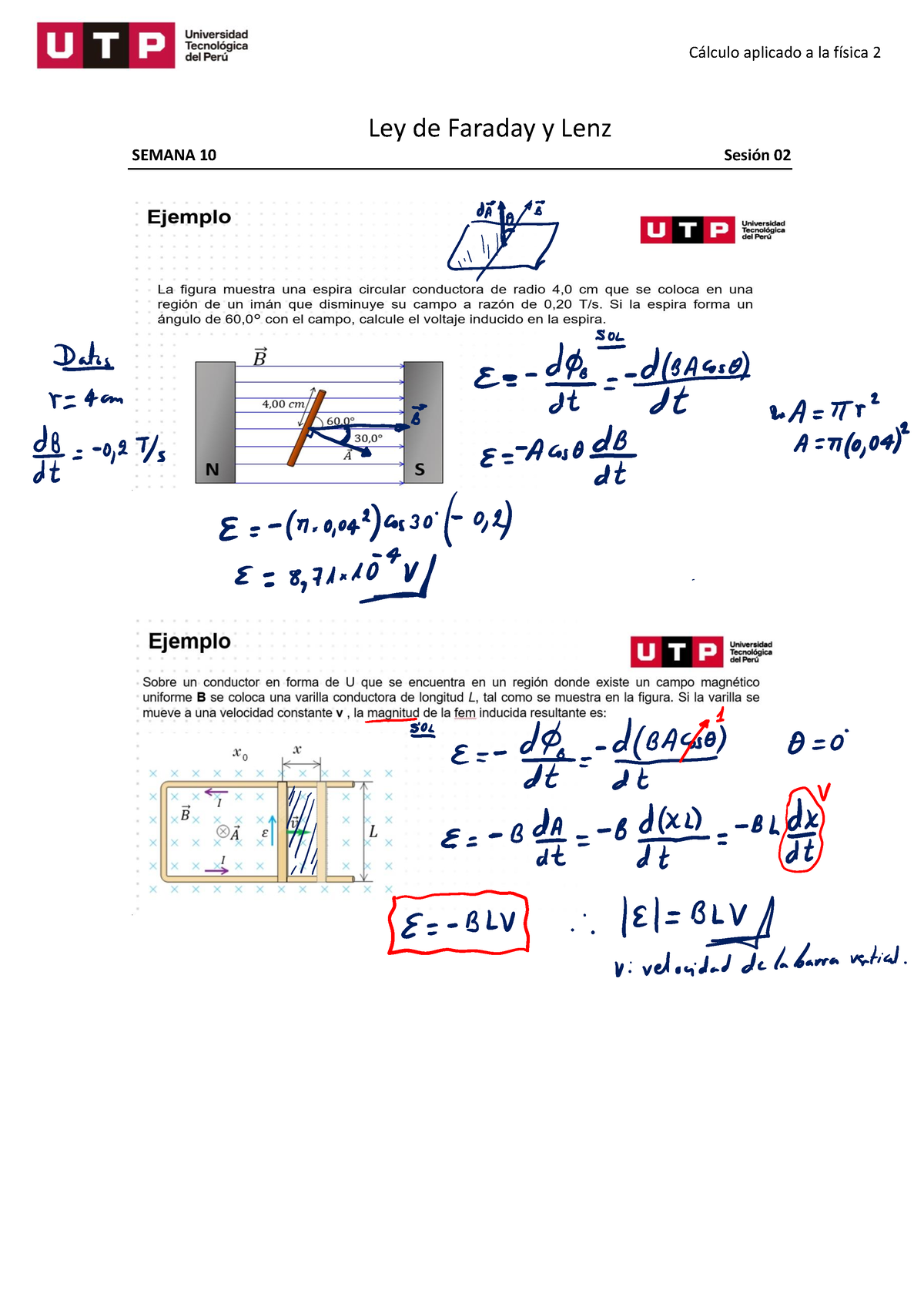 Ejercicios Resueltos 10 - Ley De Faraday Y Lenz SEMANA 10 Sesión 02 Dos ...