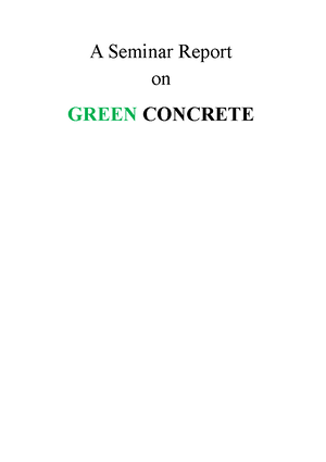 Green Concrete seminar report