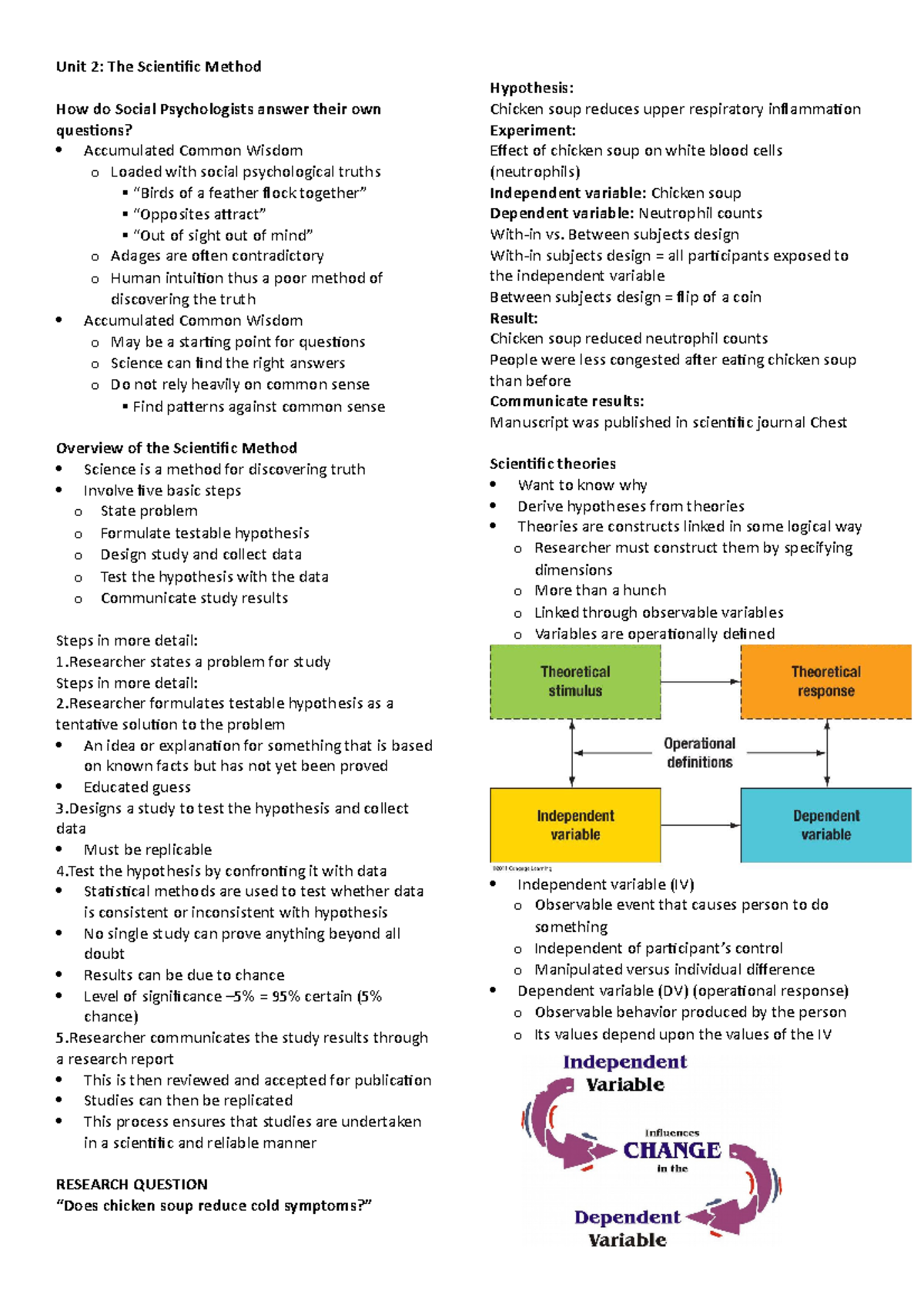 The Scientific Method - Between subjects design With-in subjects design ...