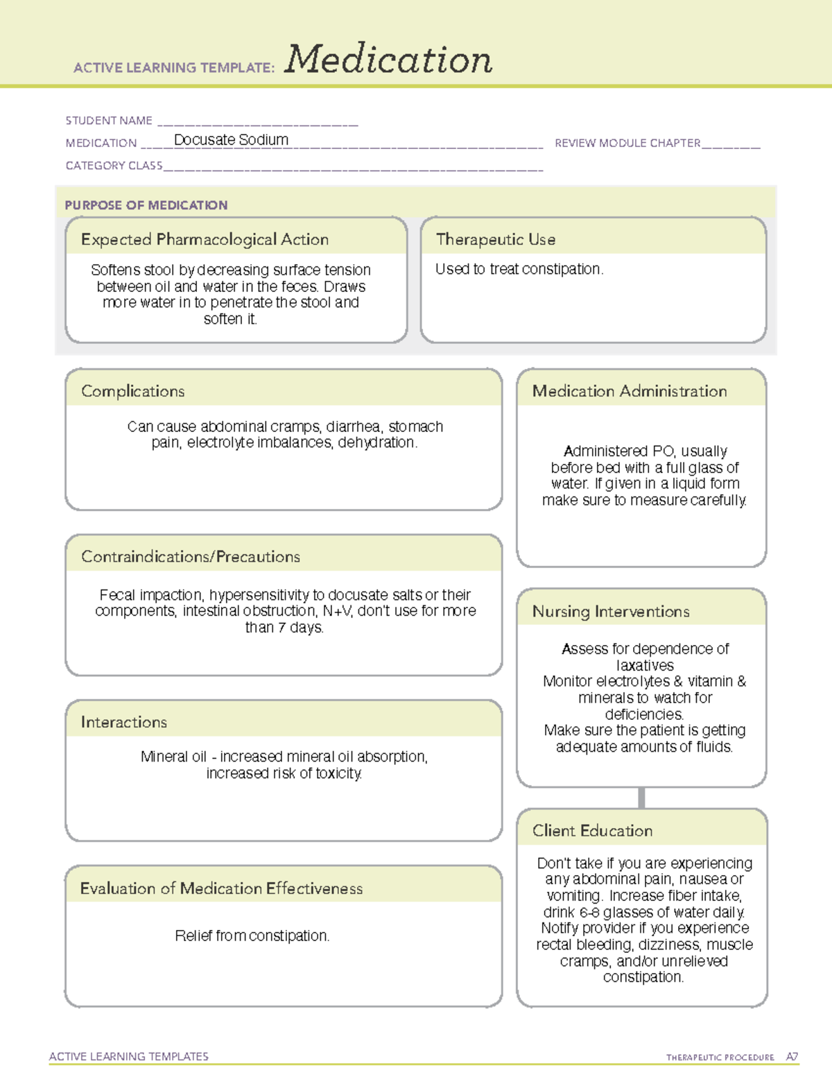 Docusate Sodium ALT - study material - ACTIVE LEARNING TEMPLATES ...