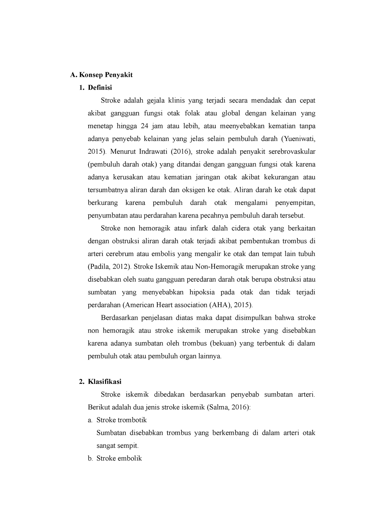 LP Stroke - A. Konsep Penyakit 1. Definisi Stroke Adalah Gejala Klinis ...