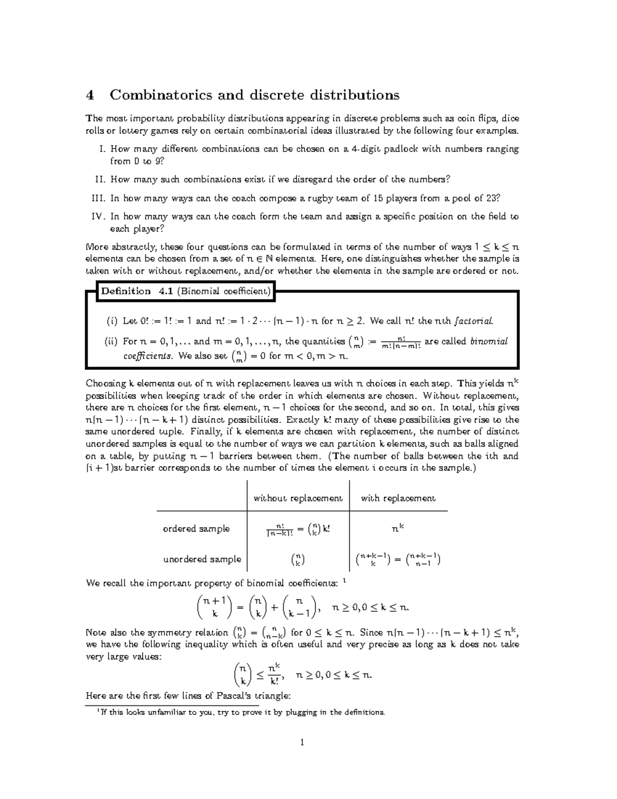 Combinatorics and discrete distributions - I. How many different ...