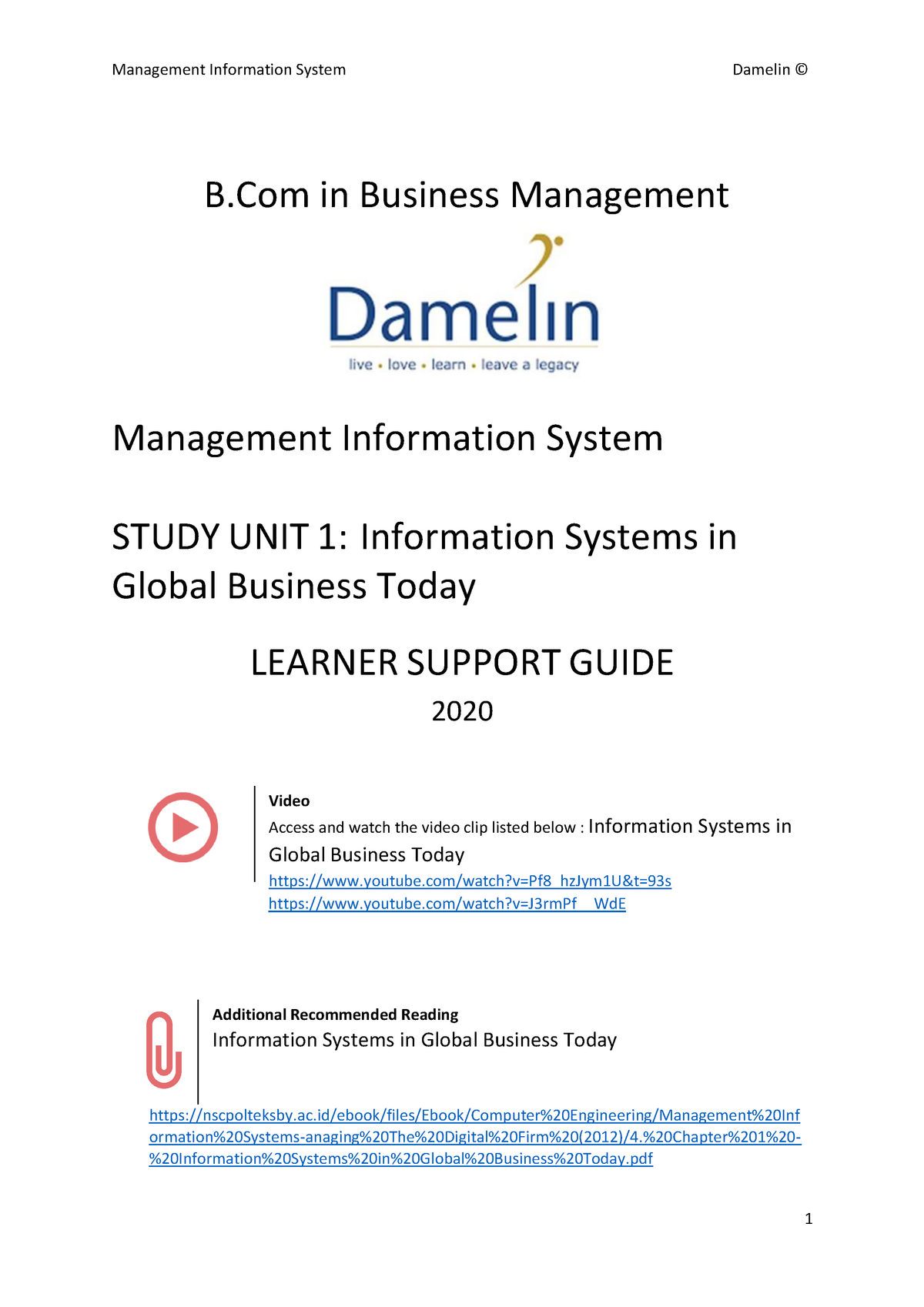 Management Information Systems Unit 1 Study Notes - B In Business ...