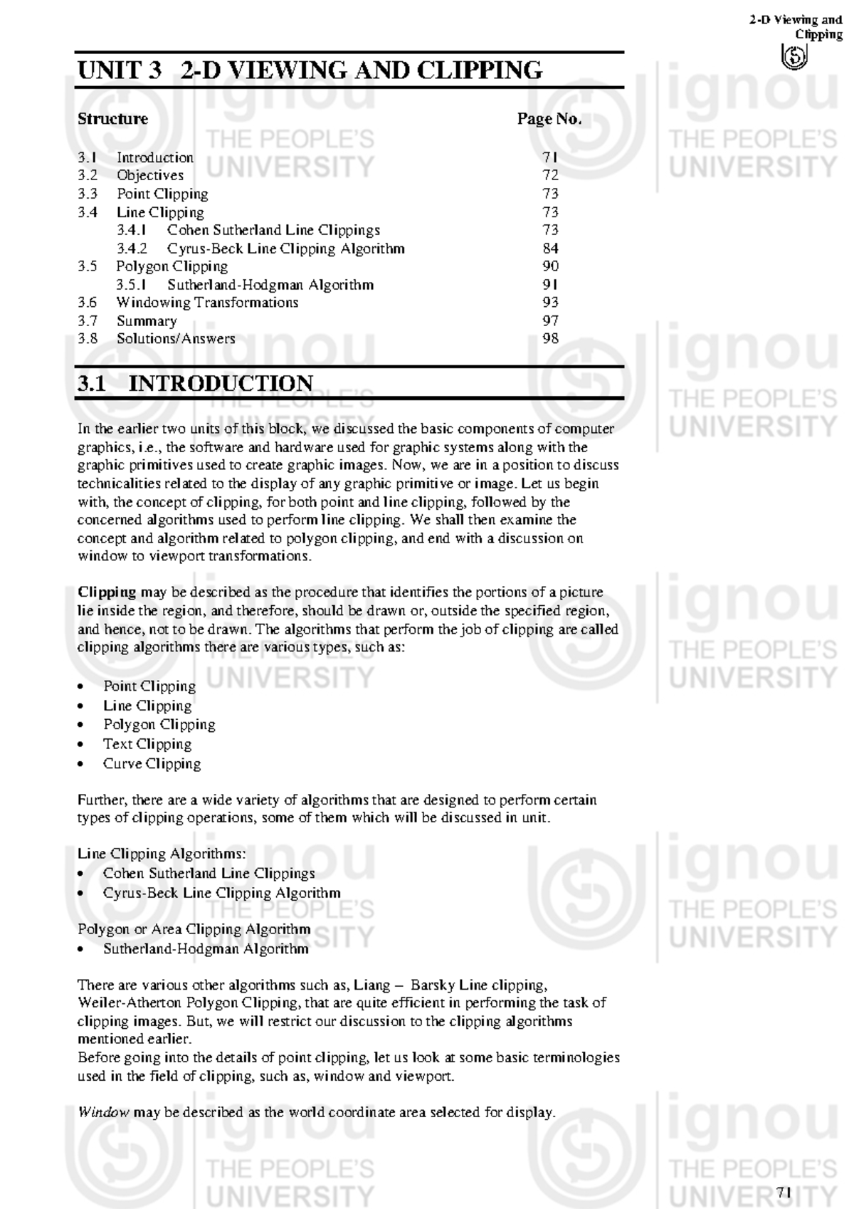 Unit-3 - Good - 2-D Viewing and Clipping UNIT 3 2-D VIEWING AND ...