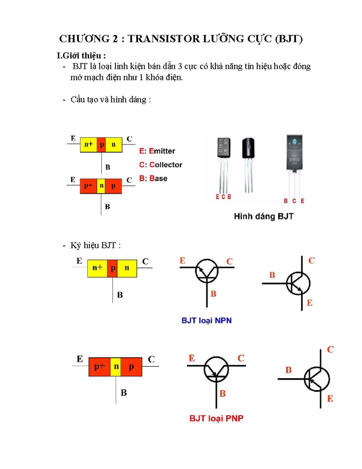 CHƯƠNG 2 - Transistor BJT ( PHẦN 1) - CH ̄¡NG 2 : TRANSISTOR L ̄ỠNG CþC ...