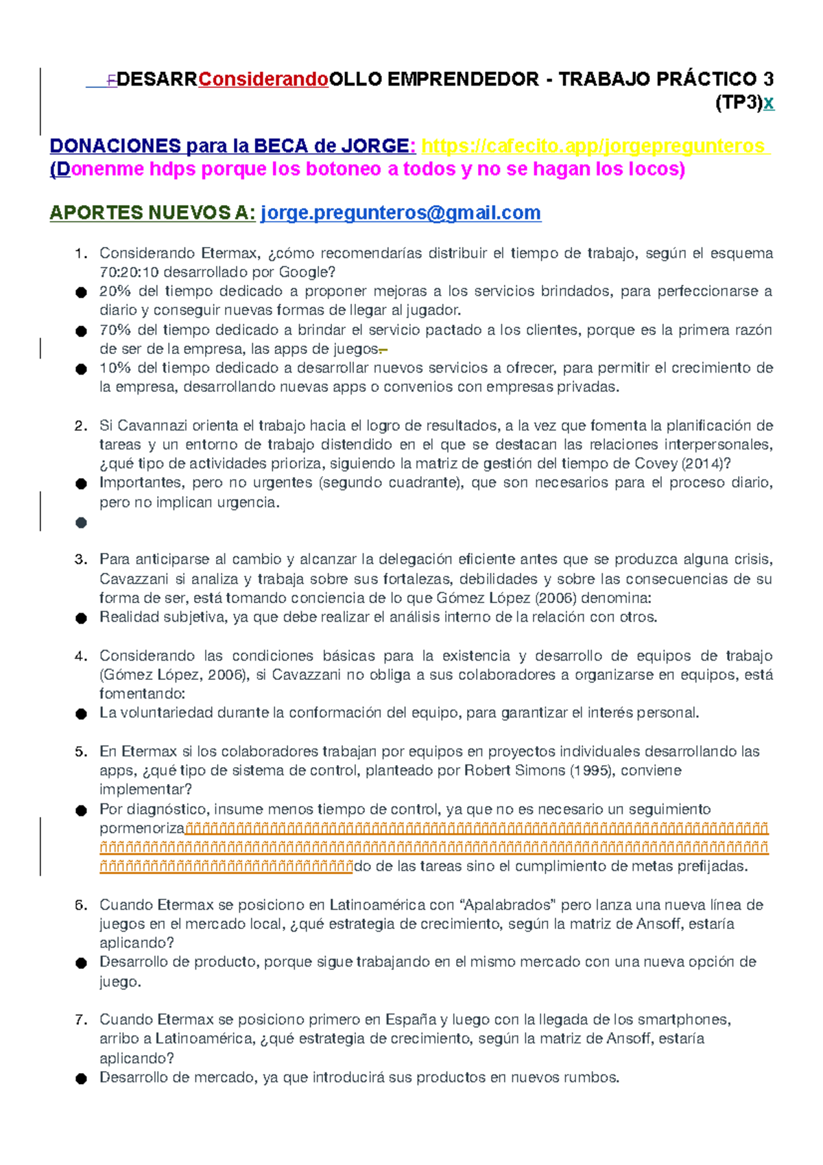 Examen Trabajo Práctico 3 [TP3]- Desarrollo Emprendedor - F ...