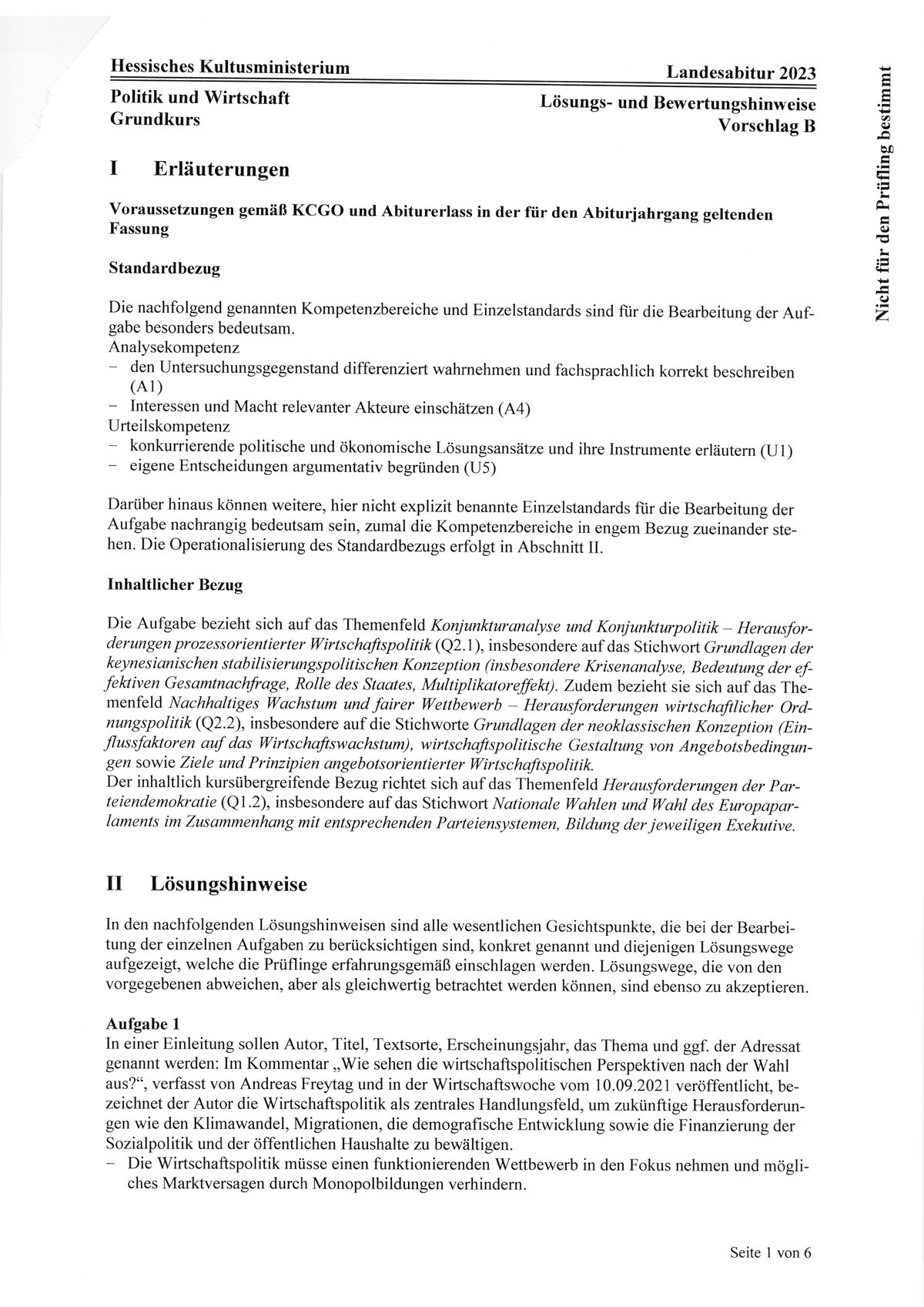 GK 2023 Vorschlag B EH - Prüfungsaufgaben - Deutsch Abitur - Studocu