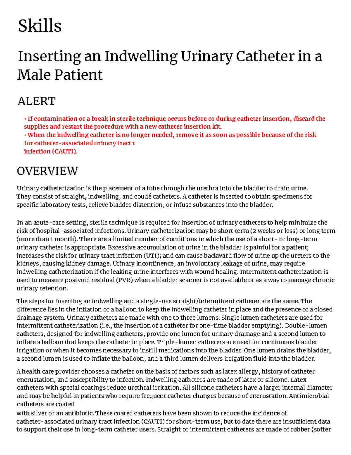 Inserting an Indwelling Urinary Catheter in a Male Patient - Skills ...