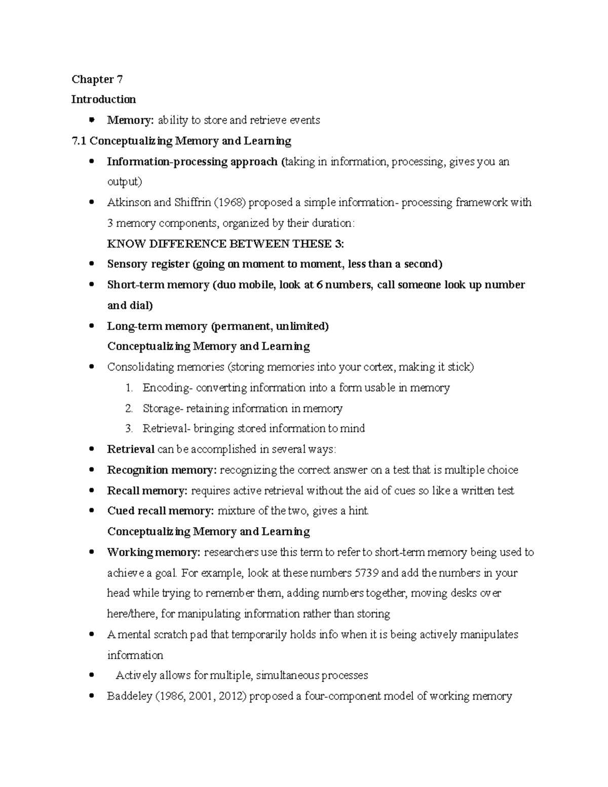 Chapter 7 Memory and Information Processing - Chapter 7 Introduction ...