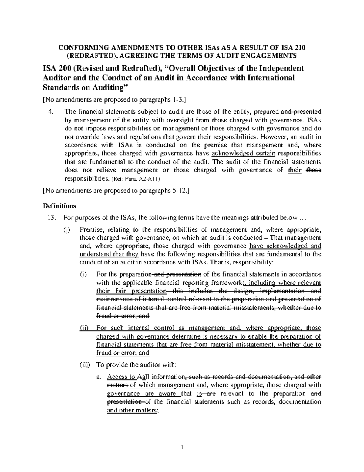 4438 - ISA - CONFORMING AMENDMENTS TO OTHER ISAs AS A RESULT OF ISA 210 ...