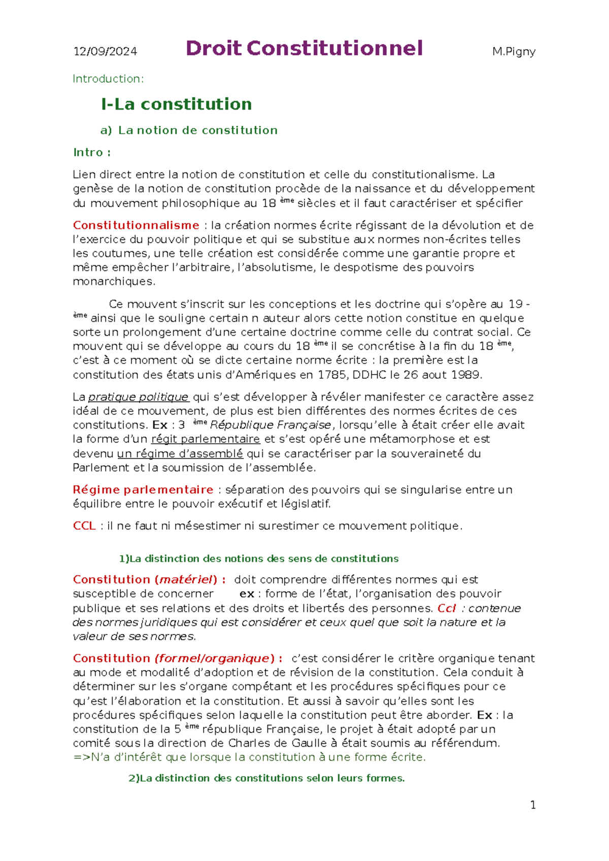 Introduction - Introduction: I-La constitution a) La notion de ...