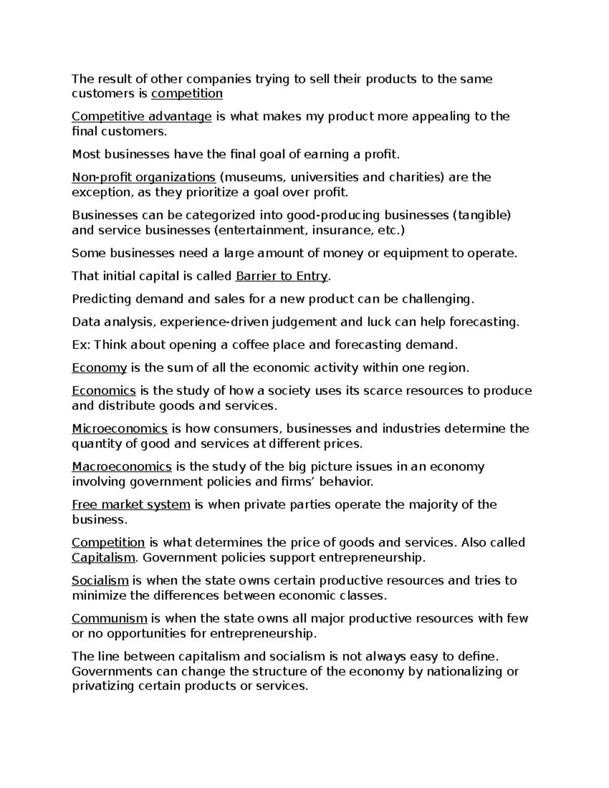 Business Study Guide - Notes on Chapter 1-8 - The result of other ...