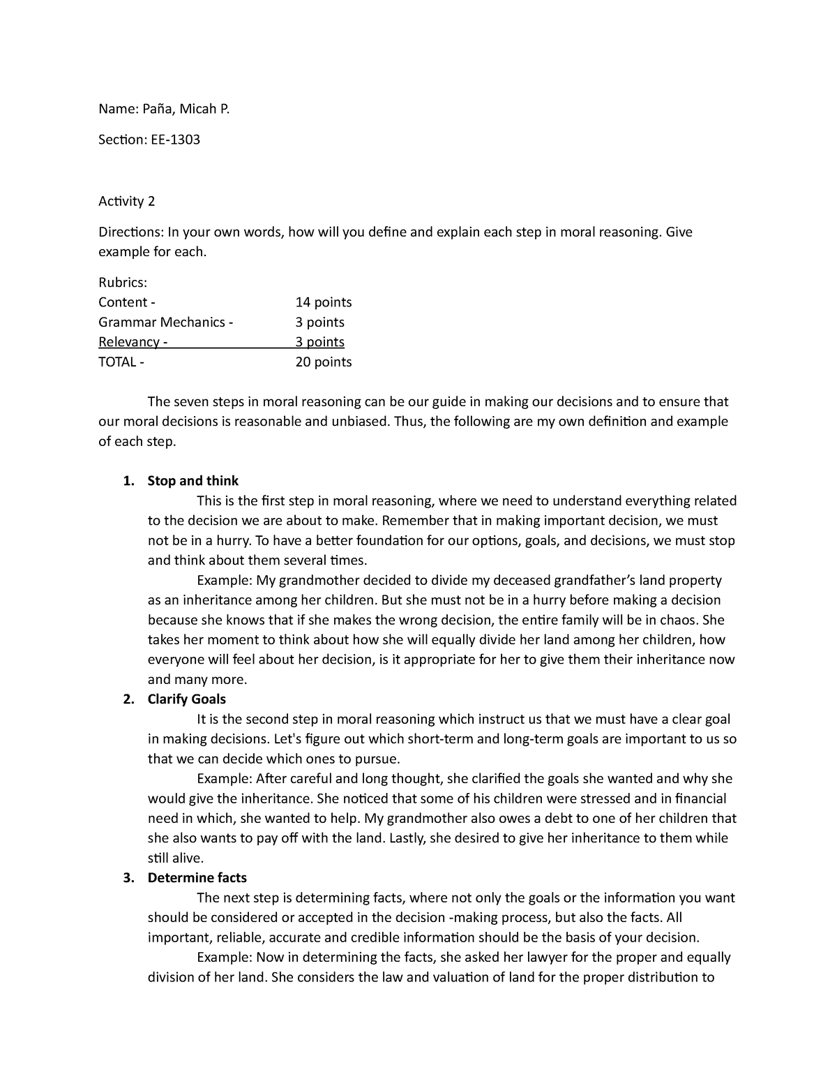 Micah PA A - Activity 2 - Name: Paña, Micah P. Section: EE- Activity 2 ...