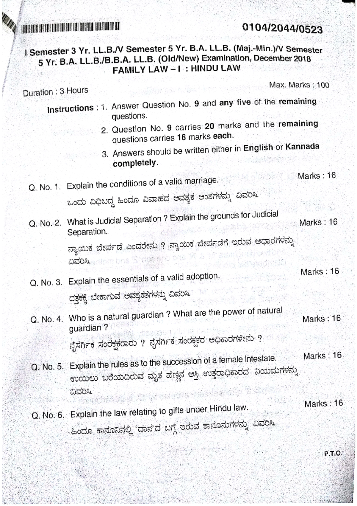 question papers Hindu Law I Studocu