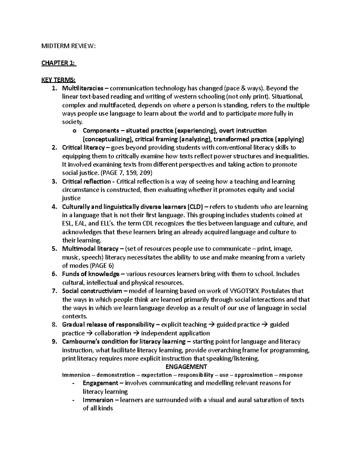 Midterm Review EDEL 305 - MIDTERM REVIEW: CHAPTER 1: KEY TERMS: 1 ...