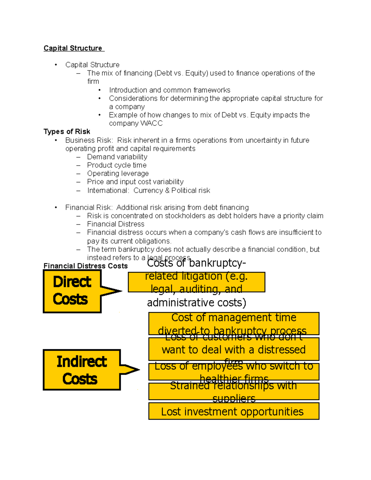 Capital Structure - Lecture notes Week 7 - Capital Structure Capital ...