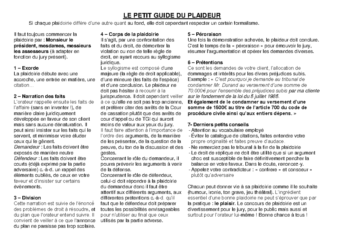 LE- Petit- Guide-DU- Plaideur-2 - LE PETIT GUIDE DU PLAIDEUR Si Chaque ...