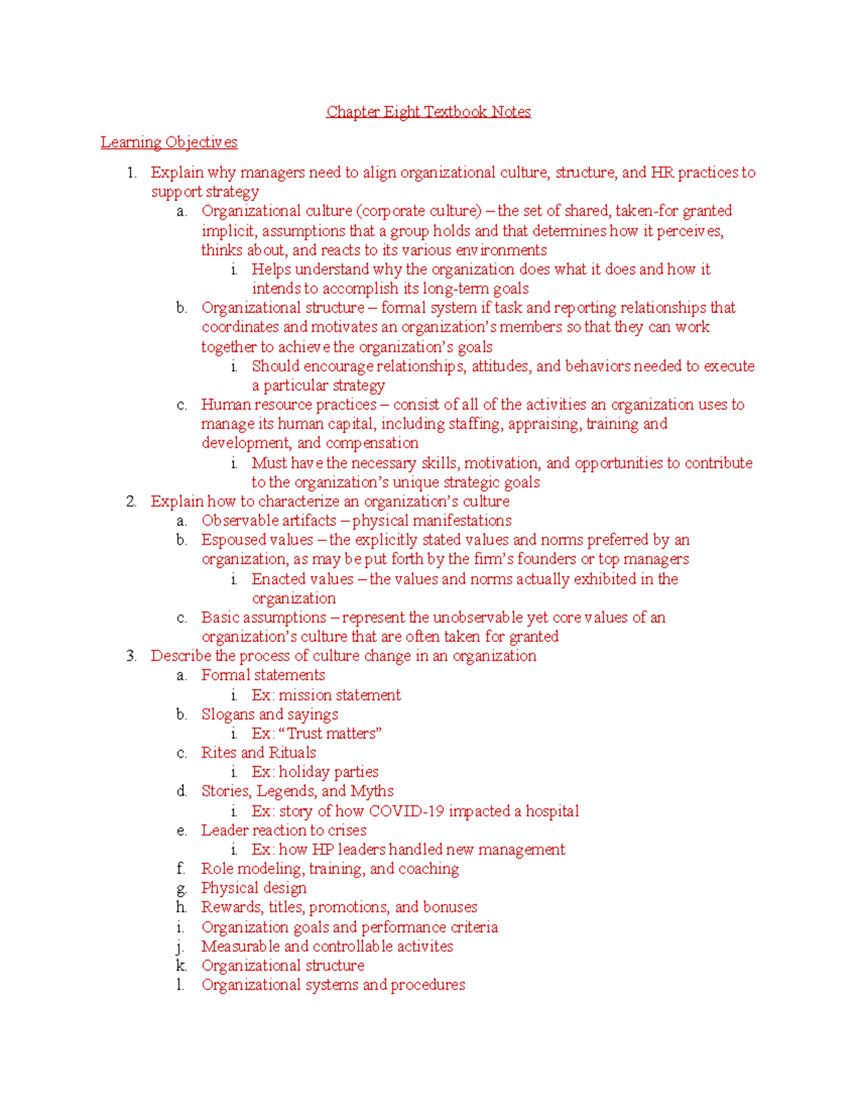 Exam Two Textbook Notes - Chapter Eight Textbook Notes Learning ...