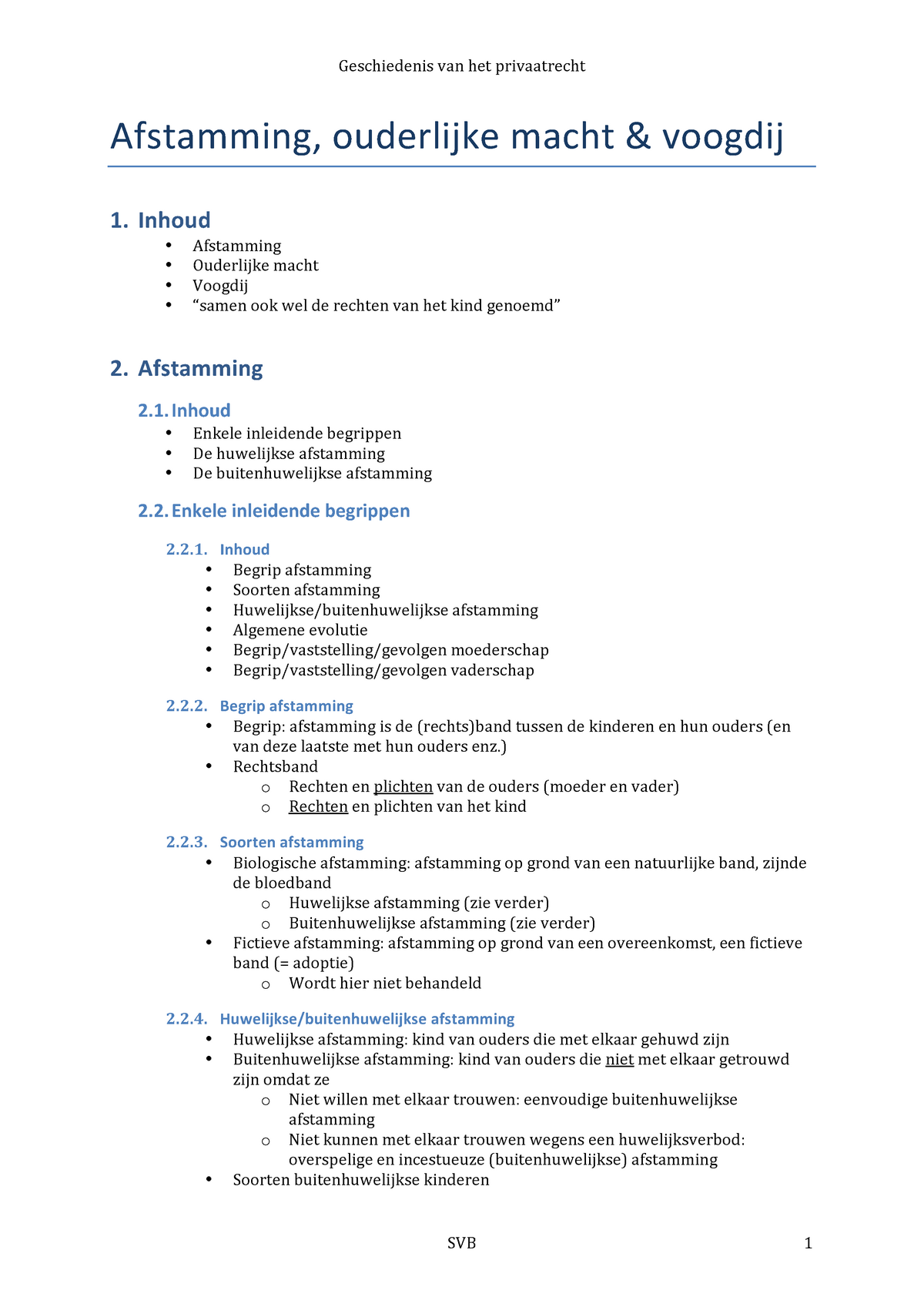 Samenvatting - Afstamming, Ouderlijke Macht & Voogdij - Afstamming ...