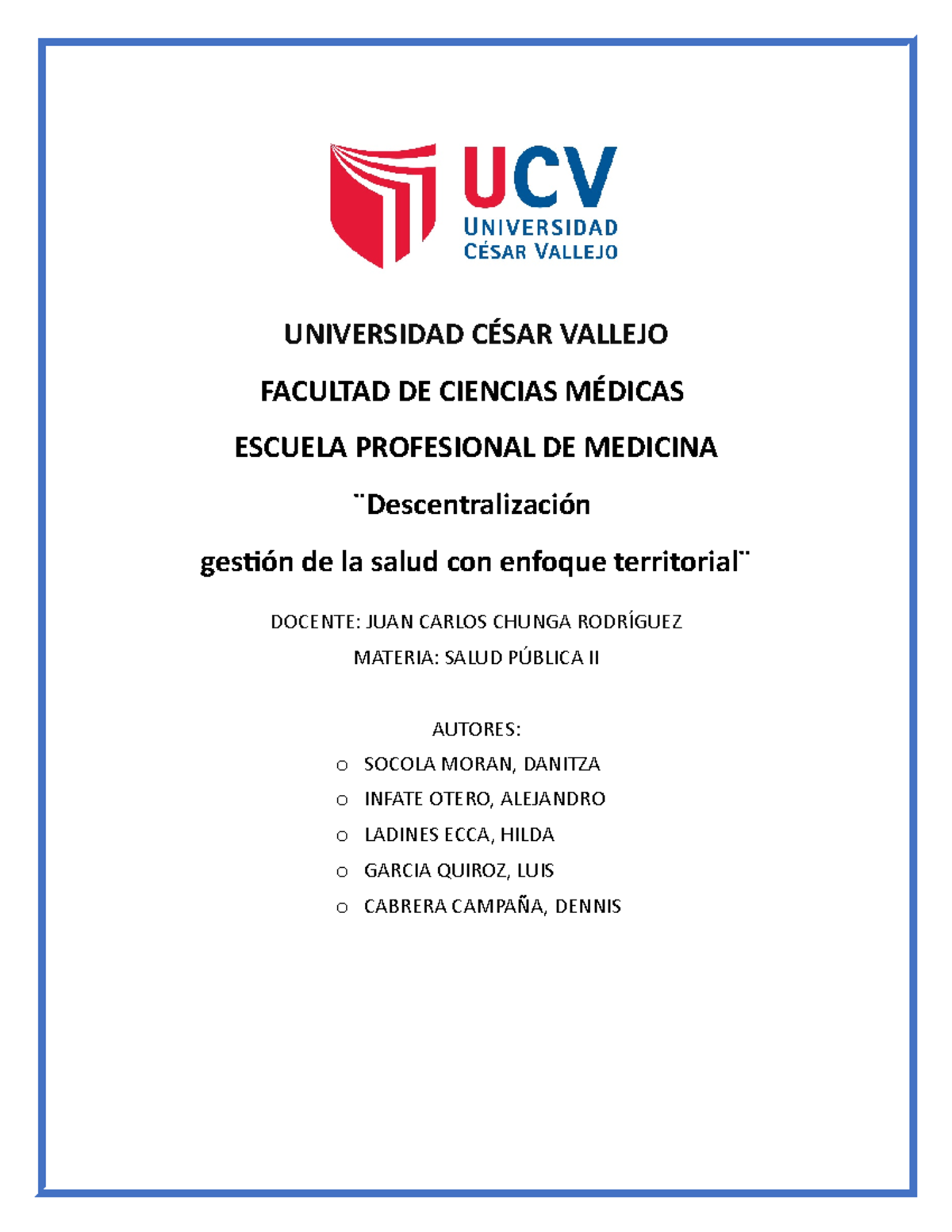 Resumen de Descentralización y gestión de la salud con enfoque ...