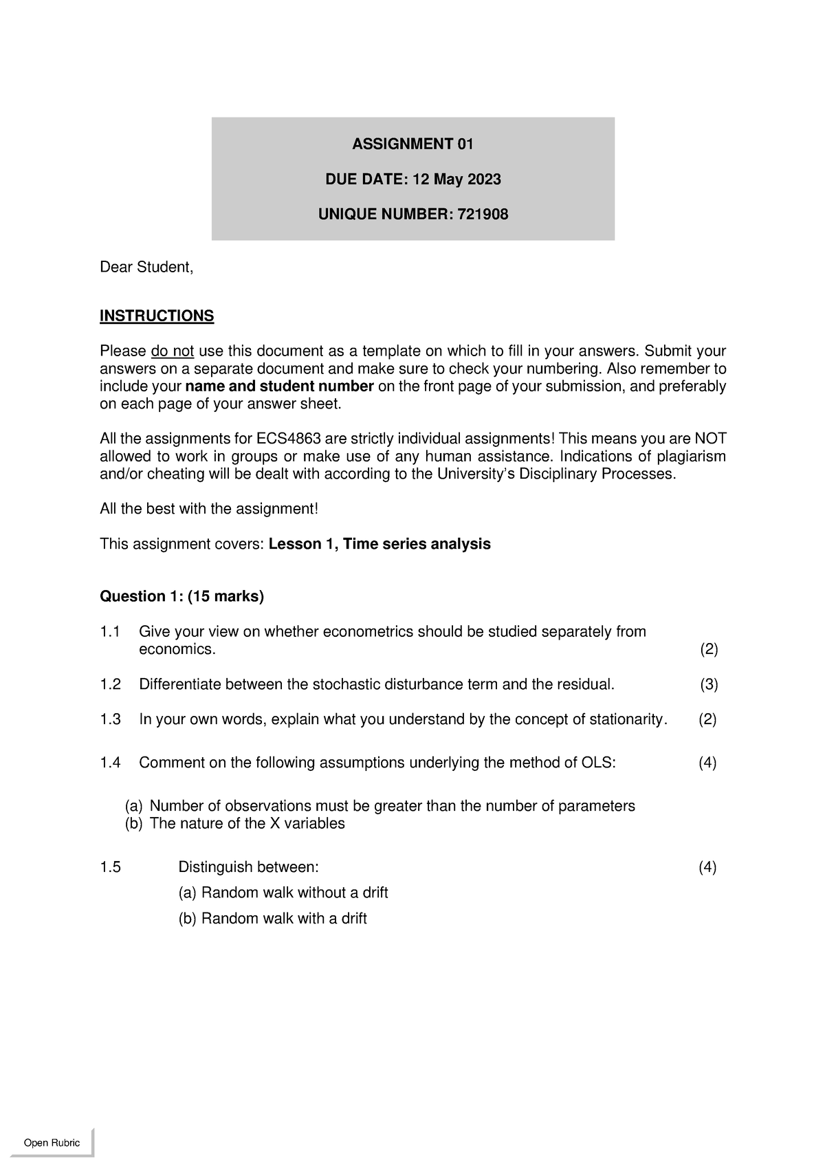 home ec assignment 2023