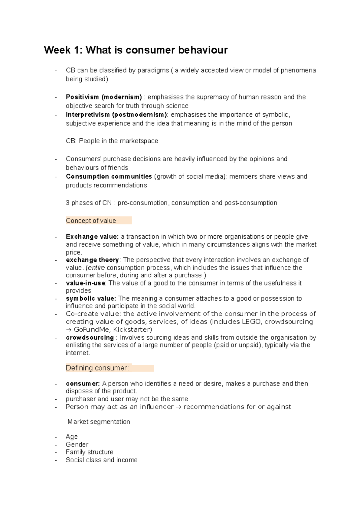 MKTG2112 Consumer Behaviour Chapter 1 Lecture notes - MKTG2112 - USyd ...