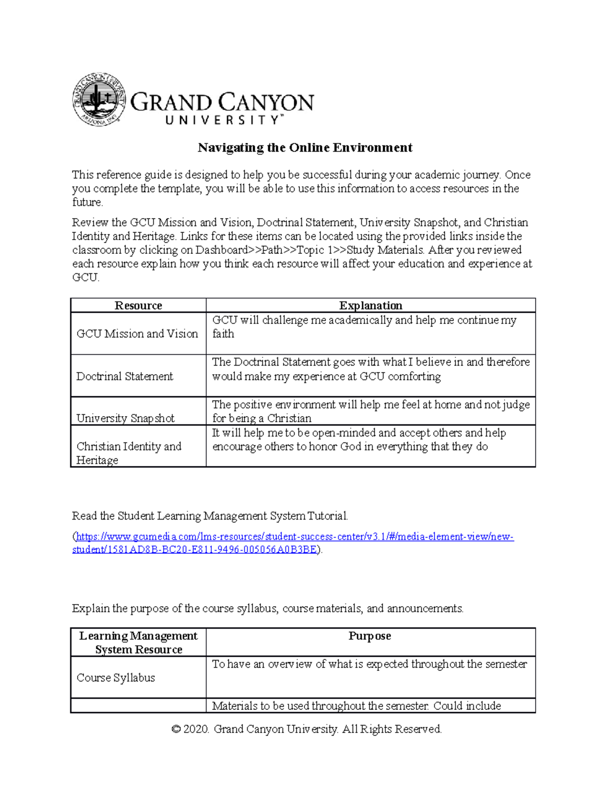 Navigating the Online Environment - Once you complete the template, you ...