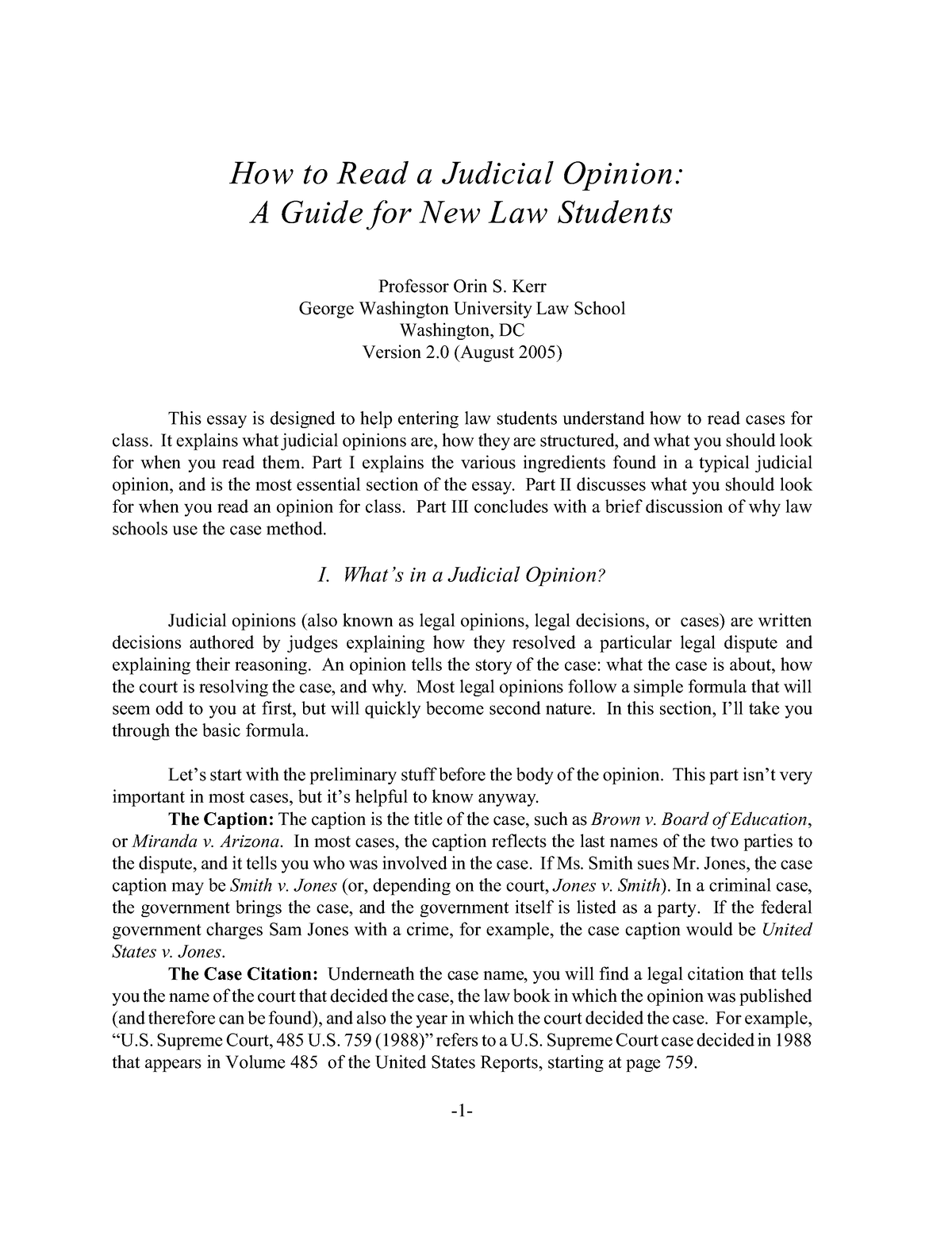 How To Read A Judicial Opinion How To Read A Judicial Opinion A 