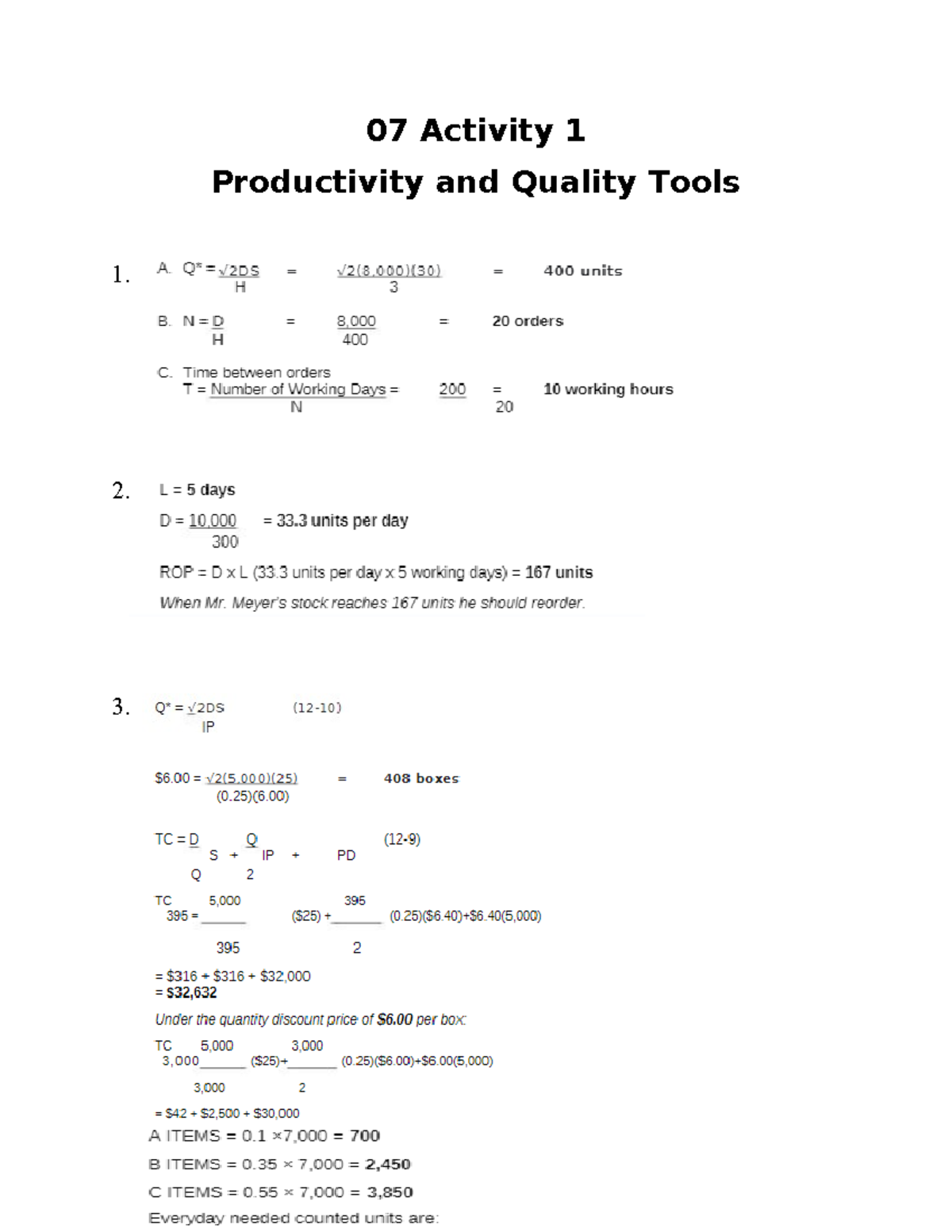 07 Activity 1 - Summary BSBA Operations Management - 07 Activity 1 ...