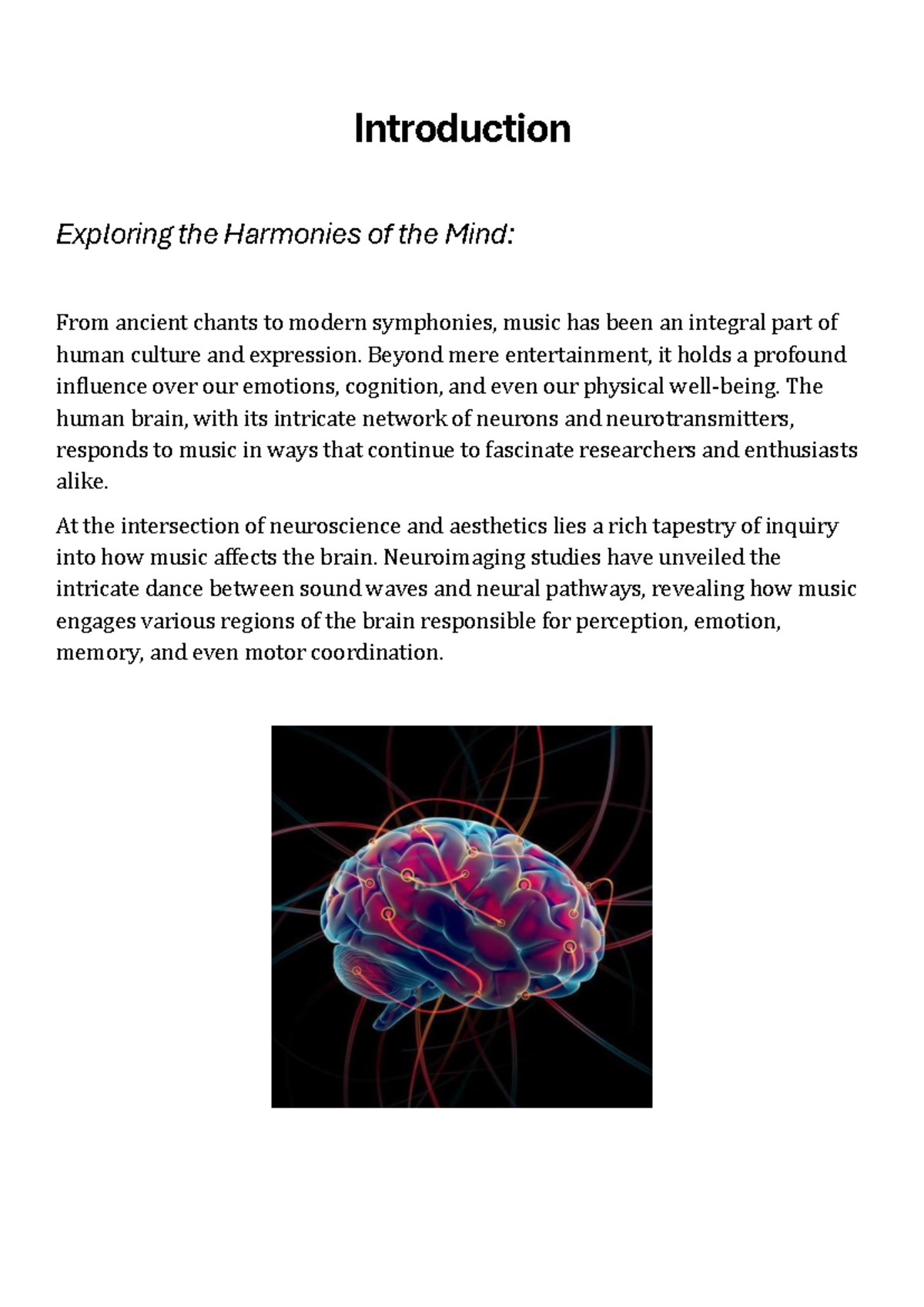 Bio project - Introduction Exploring the Harmonies of the Mind: From ...