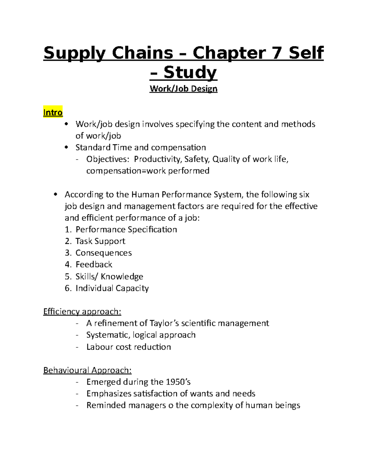 Supply Chains Chapter 7 Self Study Supply Chains Chapter 7 Self